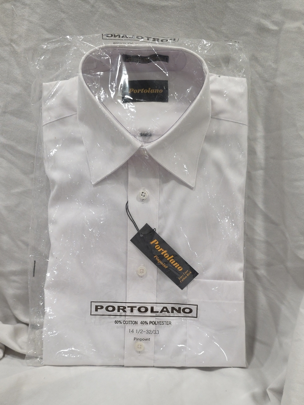 Portolano Men's White Dress Shirt - Point Collar, Long Sleeve